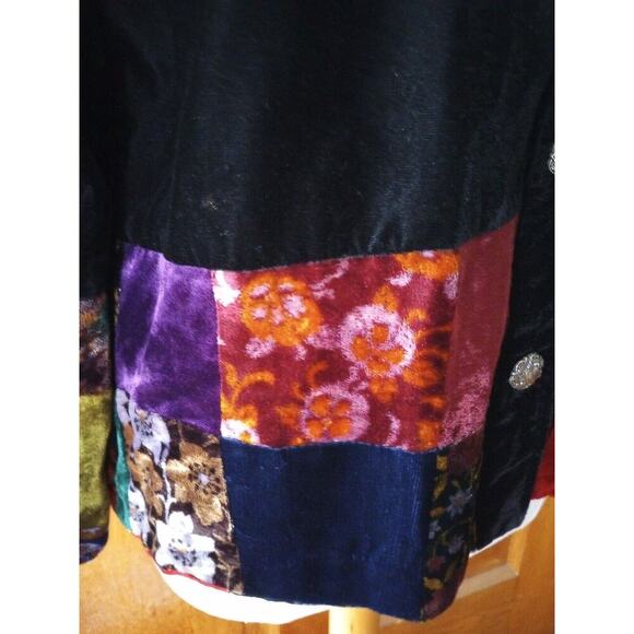 Coldwater Creek velvet Jacket Black Colorful Patchwork Boho Shacket Sz M - Picture 4 of 7